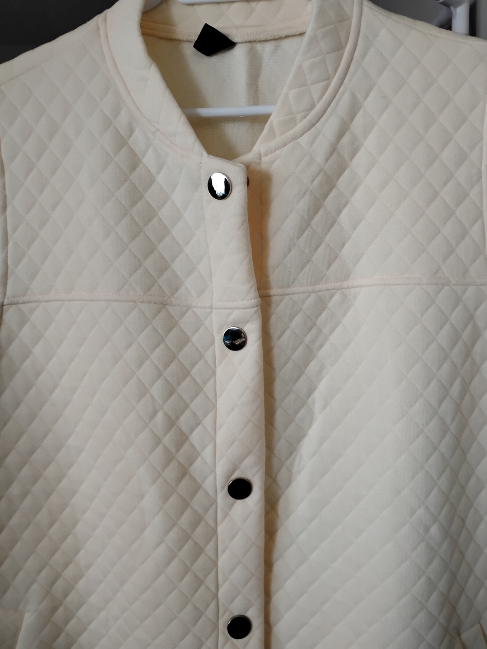 SHEIN Women's Light Cream Quilted Snap-Front Sleeveless Autumn/WinteVest Jacket